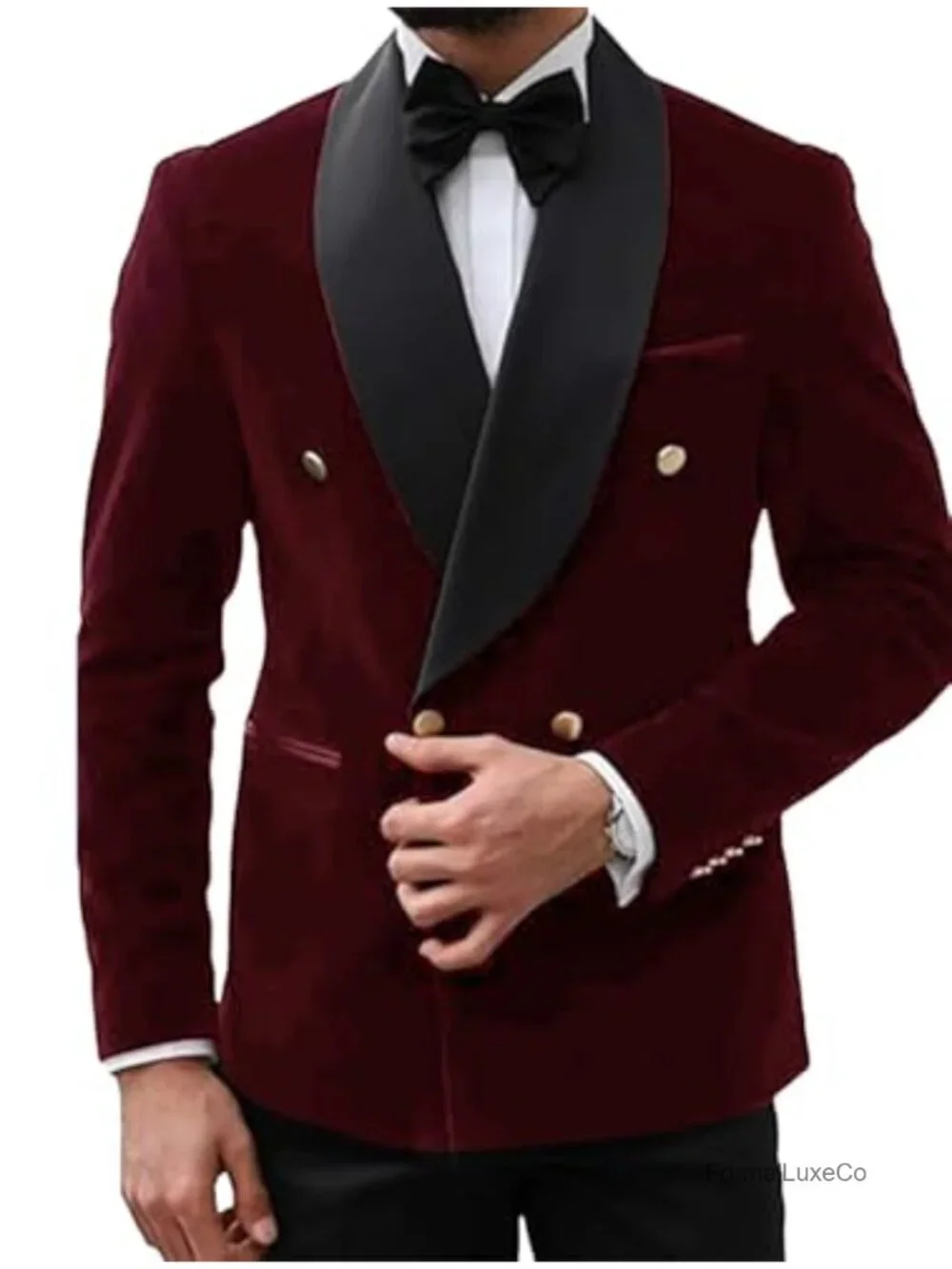 Men's Velvet Tuxedo Jacket Shawl Lapel Double Breasted Blazer
